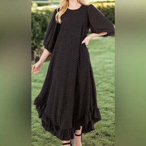 Black Waffle Knit Dress